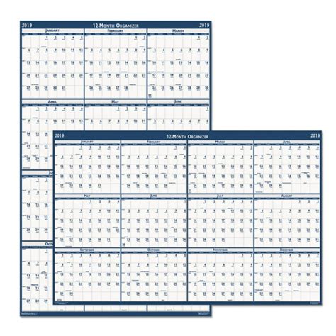 Recycled Poster Style Reversibleerasable Yearly Wall Calendar 32 X 48