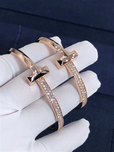 Custom Made 18k Rose Gold Tiffany T T1 Wide Diamond Hinged Bangle