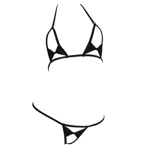 Buy Esquki Womens Sheer Extreme Bikini Halterneck Top And Tie Sides