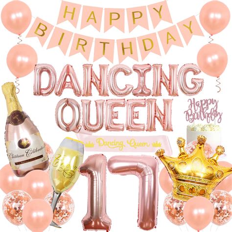 Buy Dancing Queen 17th Birthday Decoration Rose Gold For Girls Dancing
