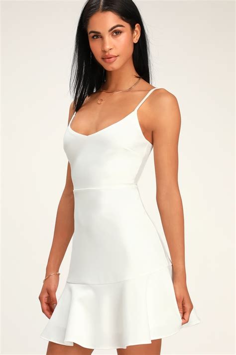 Cute White Mini Dress Little White Dress Fit And Flare Dress Lulus