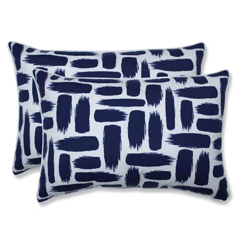 Set Of 2 Navy Blue And White Paint Stokes Uv Resistant Outdoor Patio