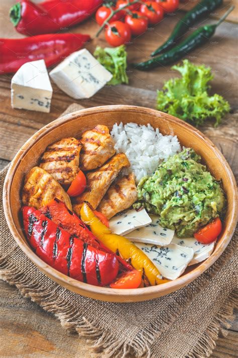 Chicken Avocado And Rice Bowl By Alexander Prokopenko On