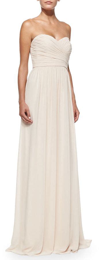 Ml Monique Lhuillier Strapless Ruched Bodice Gown Blush Monique