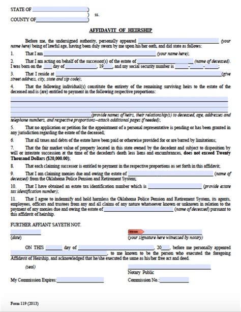Oklahoma Workers Comp Affidavit Form