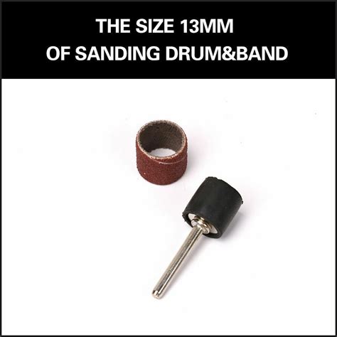 Pc Sanding Bands Drum Sleeve Set Grits Mandrel Dremel Rotary Kit