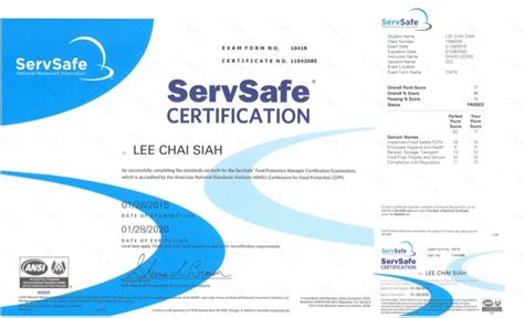 Servsafe Food Protection Manager Certificate
