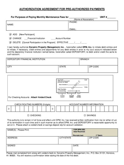 Fillable Online Standard Form 5510 Authorization Agreement For