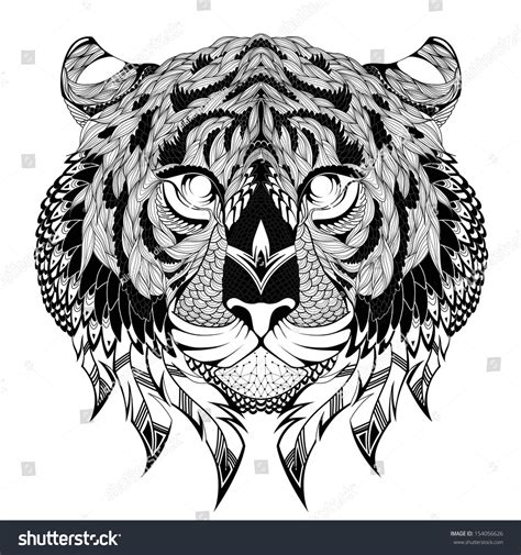 Tiger Head Tattoo Vector Illustration Shutterstock