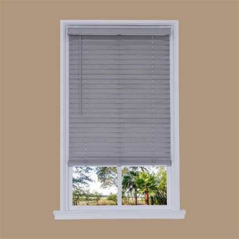 Fauxwood wooden venetian blind faux wood blinds with string 50mm slat grey white. Cut-to-Width Steel Gray Cordless 2 in. Distressed Faux ...