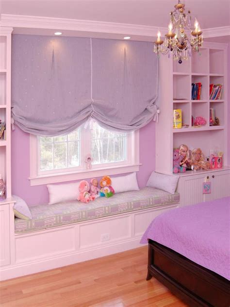 Purple Girls Room With Window Seat Hgtv