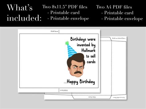 Funny Ron Swanson Birthday Card Parks And Recreation Birthday Card T For Parks And Rec Fans