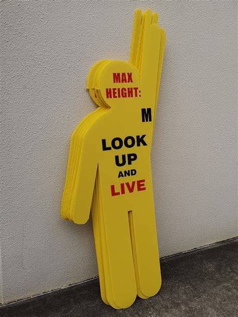 Yellow Corflute Man Construction Site Safety Figure Cutout With Print