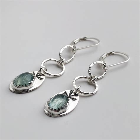 Aquamarine And Sterling Silver Lever Back Earrings