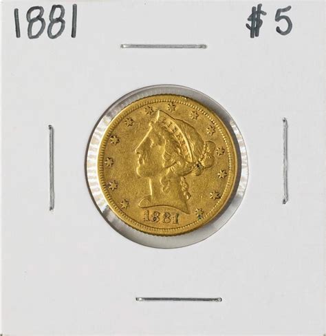 1881 5 Liberty Head Half Eagle Gold Coin