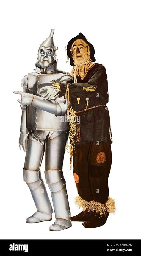 The Wizard Of Oz From Left Jack Haley As Tin Man Ray Bolger As Scarecrow 1939 Stock