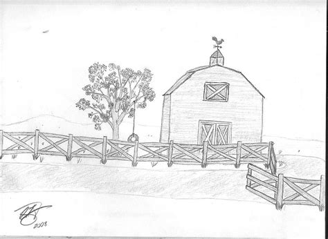 Farm Drawing By Theodore Hughes