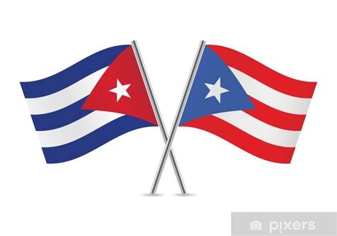 Wall Mural Cuban And Puerto Rican Flags Vector Illustration PIXERS NET AU