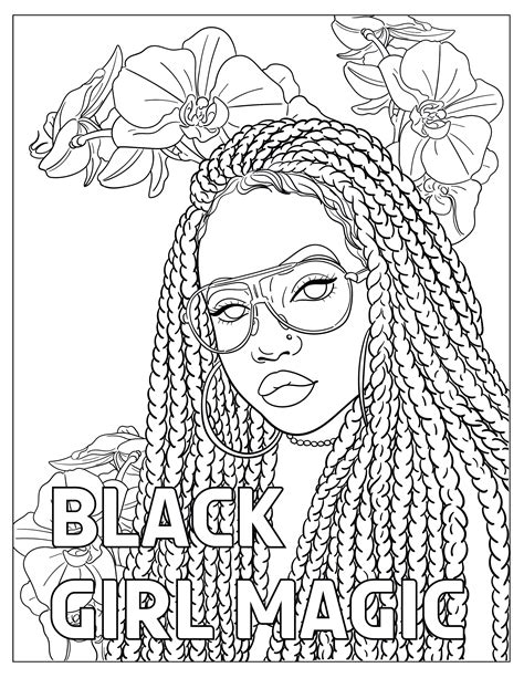 Black Girl Magic Black Woman Coloring Pages Natural Hair Etsy