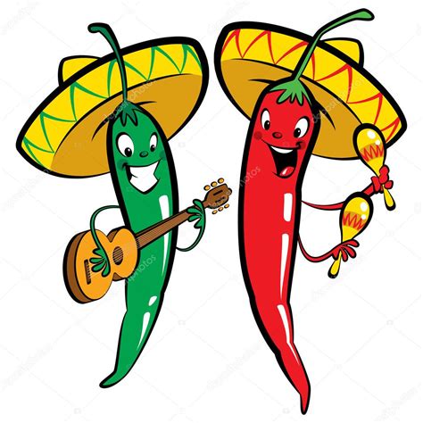 Red And Green Hot Chili Character Peppers Music Group Stock