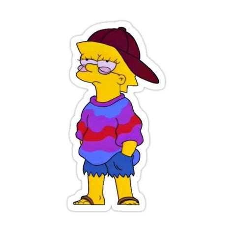 Hippy Lisa Sticker By Keely Clarke In 2021 Hipster Stickers Hippie Sticker Simpsons Drawings
