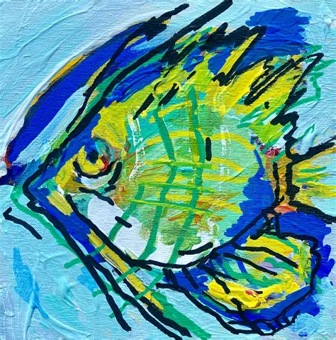 Original Abstract Fish Painting Etsy
