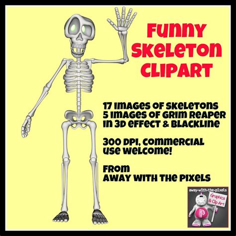 This Funny Skeleton Clip Art Is Perfect For Halloween And Other Activities He Is A Good Mix