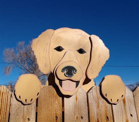 Golden Retriever Dog Peeker Yard Art Garden Dog Park Etsy Wood Yard