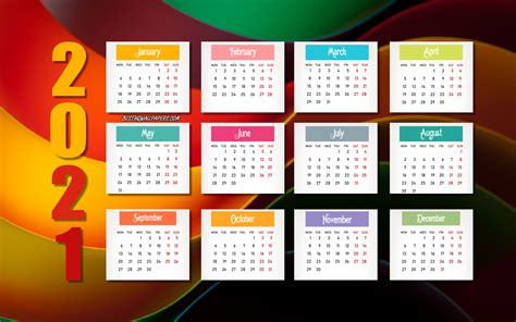 Download Wallpapers 2021 Abstract Calendar Abstract 3d Background