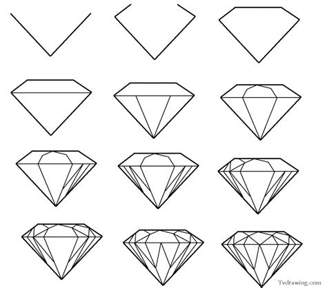 How To Draw A Simple Diamond Gemstone Pattern Easy Free Step By Step