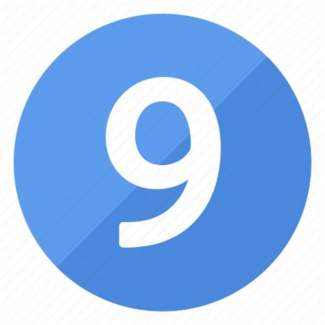 Blue Circle Circular Nine Number Round Icon