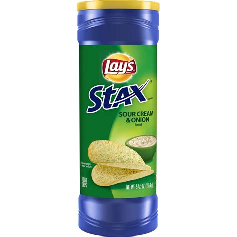 Lays Stax Potato Chips Sour Cream And Onion 55oz Can Garden Grocer