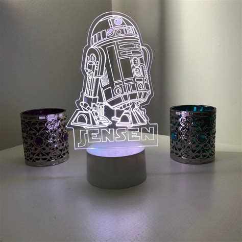 Personalised R2d2 Acrylic Lamp Or Night Light On Colour Etsy