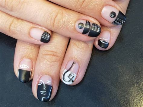 Nails With Abstract Faces On Them Inspiration