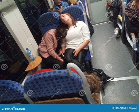 Three Women Sleep In A Full Train Editorial Stock Image Image Of Sleeping Kiel 119674209