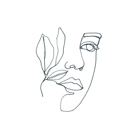 One Line Drawing Botanical Portrait Abstract Line Art Line Art