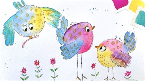 How To Paint Cute Whimsical Birds In Watercolor Diane Antone Studio
