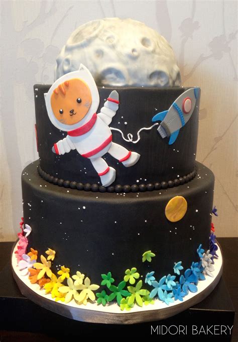 Cat cake.make this guy siamese with tan base and dark brown ears nose/cheeks and bright blue eyes. "Space Moon Rainbow Cat" custom cake design for a child who knew what she wanted. Made with love ...