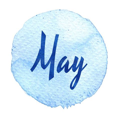 Word May Greeting On Blue Watercolor Background Sticker Label Round