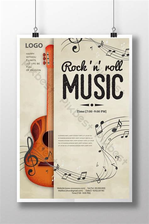 Music Festival Abstract Guitar Musical Notes Poster Psd Free Download
