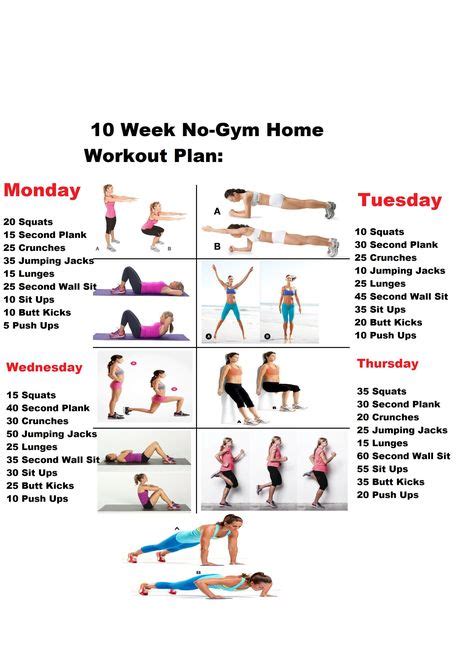 10 Week No Gym Home Workout Plan Fitness Workout At Home Workout