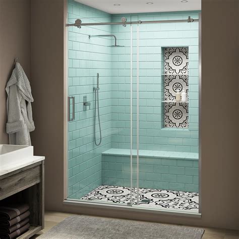 Aston Coraline Xl 56 60 In X 80 In Frameless Sliding Shower Door With Starcast Clear Glass