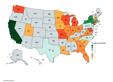 Number Of Top 100 Universities And Colleges In Each State Source 2020 Us News And World