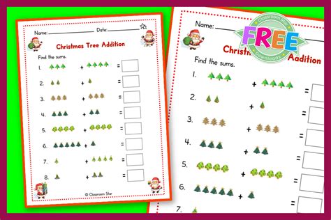 Christmas Tree Addition Worksheet Classroom Star Worksheets