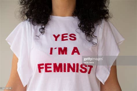 Woman Wearing A Feminist Tshirt High Res Stock Photo Getty Images
