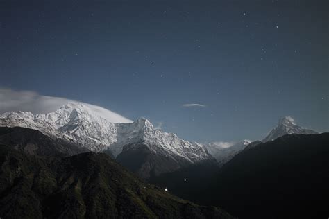 Free Images Snow Sky Night Star Peak Mountain Range Weather