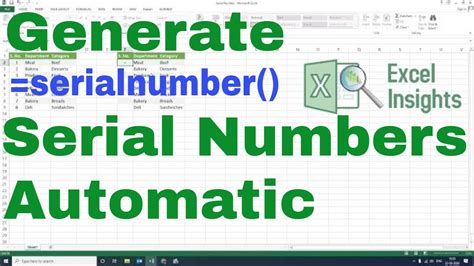 Get Serial Number Automatic With Formula The Excel Insights Youtube