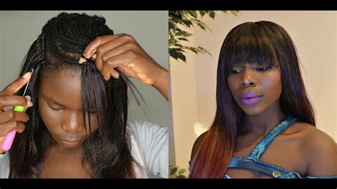How To Straight Crochet Braids With Bangs Invisible Part Using Pre