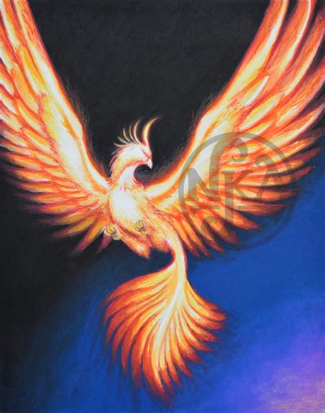 Phoenix Bird Art Poster Print Mythical Firebird Or Fire Bird Etsy