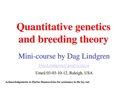 Ppt Quantitative Genetics And Breeding Theory Powerpoint Presentation